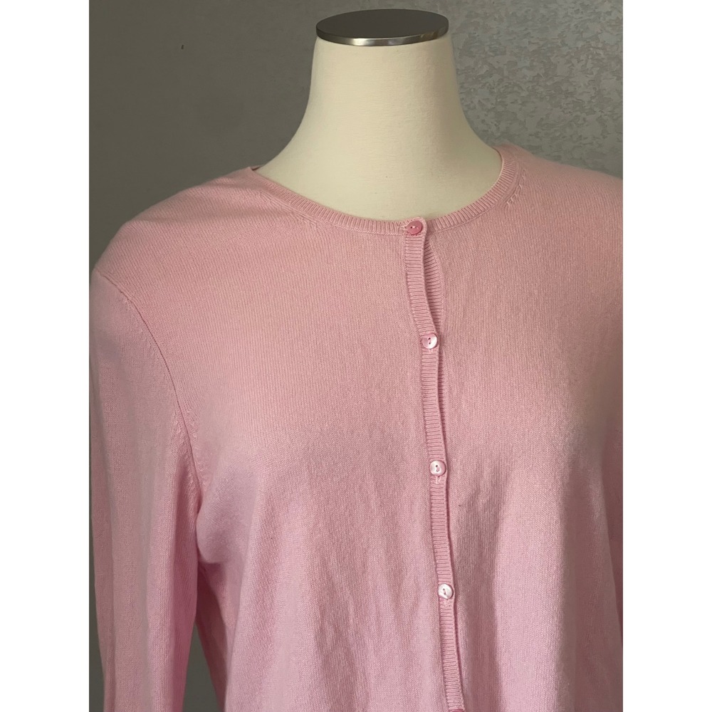 Mc Duff Womens Pink 100% Cashmere Cardigan Sweater Crew Neck Long Sleeve Large - Picture 2 of 4